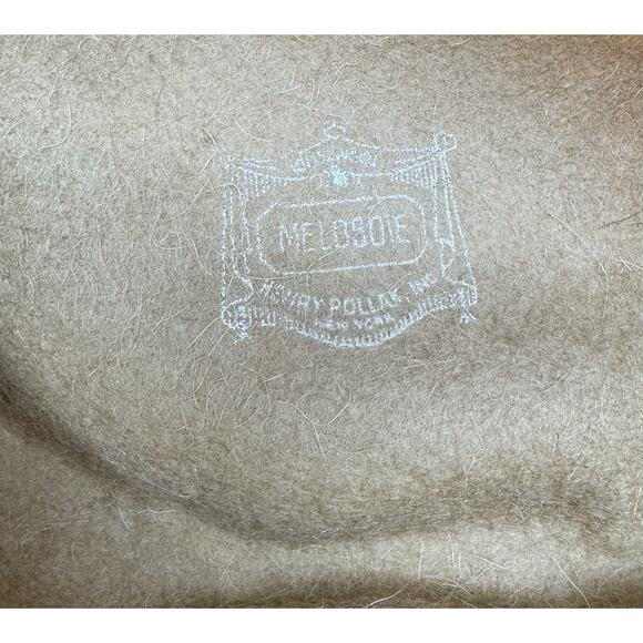 Melosoie Henry Pollak Yellow 100% Wool Hat with Ribbon Band Feather 10” Derby 7 - Picture 6 of 9